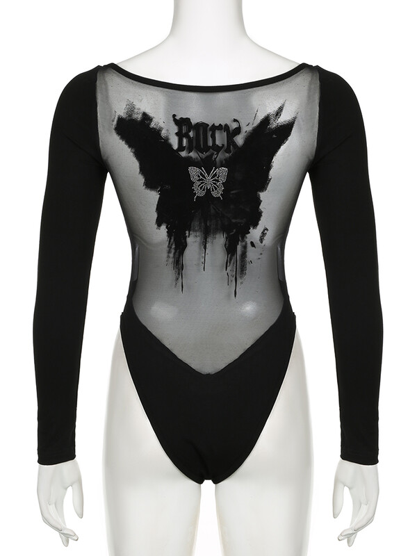 IAMSURE Clubwear συνονθύλευμα διχτυωτό κορμάκι Σέξι λεπτές γυναικείες μακρυμάνικοι με λαιμόκοψη με λαιμόκοψη 2023 Γυναικεία μόδα φθινοπώρου άνοιξη