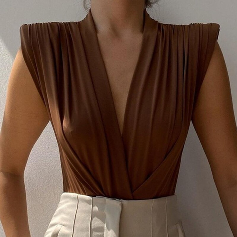 Γυναικείες μπλούζες σέξι με βαθύ V λαιμόκοψη αμάνικο κορμάκι Καλοκαιρινή μπλούζα Μπλούζα Κομψό Γυναικείο Γυναικείο Μπλουζάκι Γυναικείο πουκάμισο