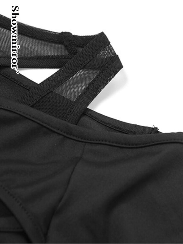 Body gotic Harajuku pentru femei, haine Y2K, punk, scobite, sexy, bodycon, tricouri din plasă, cu mânecă lungă