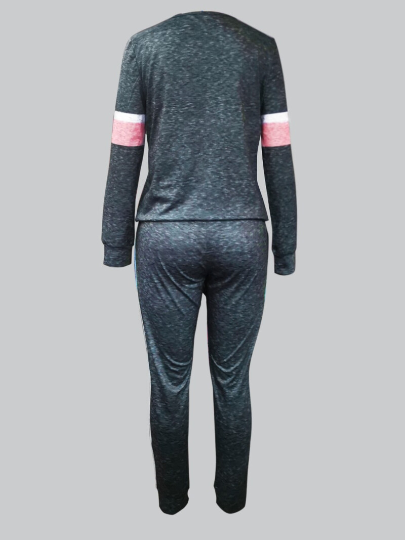 LW húzózsinóros színű csomós nadrág szett 2023 női vegyes mintás kerek nyakú, hosszú ujjú tréningruhák, kétrészes ruhák