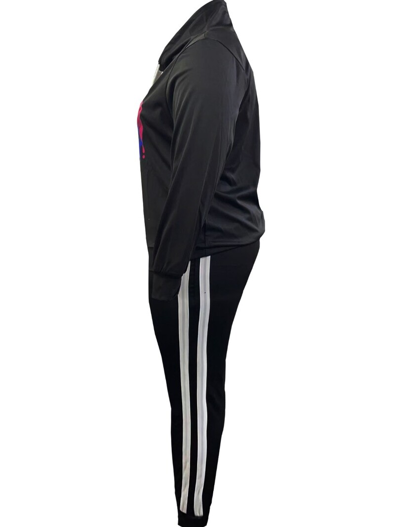 5XL LW velika veličina Jesensko-zimski ispis slova Regularni prugasti dugih rukava Osnovni sportski modni komplet plavih hlača s dolčevitom i kapuljačom