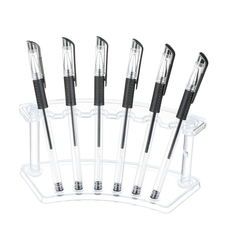 6/12 nyílású akril tolltartó Kijelző állvány Golyóstoll-rendező Tárolás Átlátszó körömkefe tartó smink ecsettartó