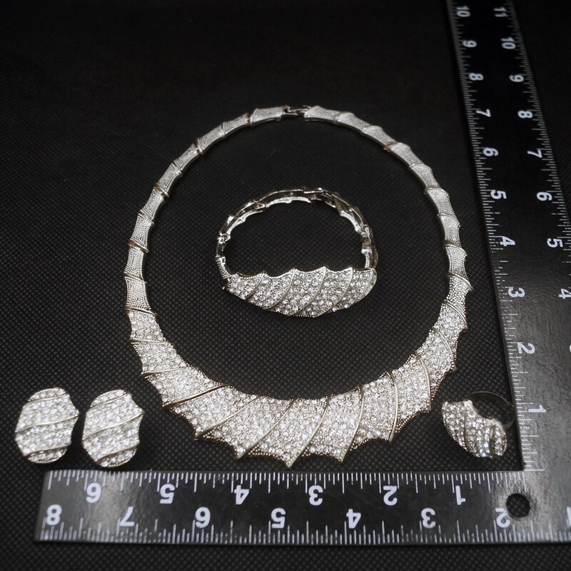 Európai és amerikai divat igazi arany gyémánt lánc medál nyaklánc fülbevaló karkötő gyűrű cink ötvözet ékszer szett női ékszer