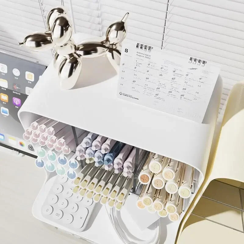 Suport pentru stilou înclinat de mare capacitate Cutie de depozitare pentru articole de papetărie de birou pentru birou, școală, birou, suport de stocare diverse, organizator de birou