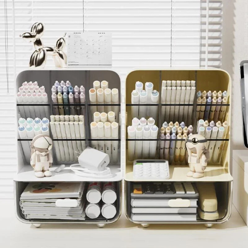 Suport pentru stilou înclinat de mare capacitate Cutie de depozitare pentru articole de papetărie de birou pentru birou, școală, birou, suport de stocare diverse, organizator de birou