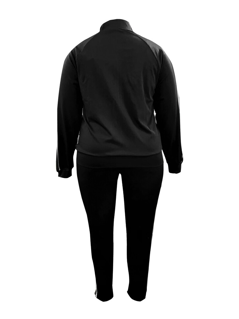 LW Plus Size Dvodijelni kompleti Prugasta Ženska trenirka s klokanovim džepom Komplet od 2 dijela Jesenska ženska sportska odijela za trčanje