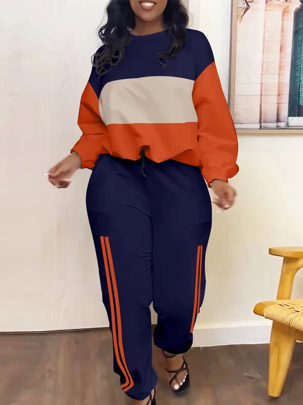 Komplekti Tērpu komplekti 2023. gada rudens ģeometrijas druka Ikdienišķa augšdaļa un kabatas dizaina bikses Divu modes priekšmetu komplekts Sieviešu treniņtērpi