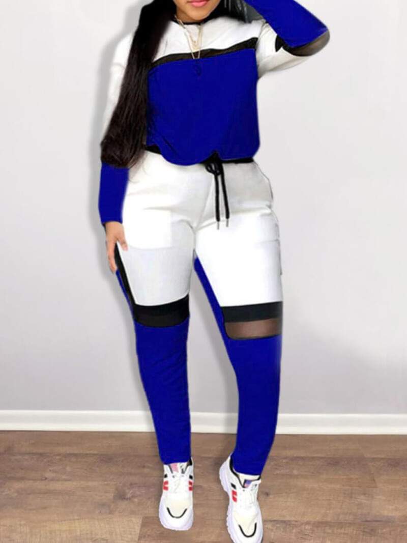 Dámske dvojdielne farebné tepláky s dlhým rukávom a konvenčným golierom, veľkosť LW Plus Size, jesenné outfity