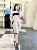 Dámske teplákové súpravy Streetwear Colorblock, dva 2-dielne sety, jesenné oblečenie, sveter, mikina, top a nohavice, obleky, dámske sety