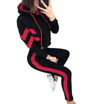 1 set hanorac pentru femei pantaloni de trening cu mânecă lungă Europa America ținută cu șnur Set îmbrăcăminte sport cu glugă Set două piese