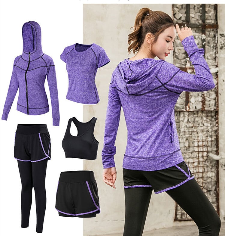 Športová 5-dielna bežecká súprava Dámska športová súprava Jóga legíny Rýchloschnúce jogging Športové oblečenie Cvičenie Posilňovňa Fitness Bežecká tepláková súprava Oblečenie