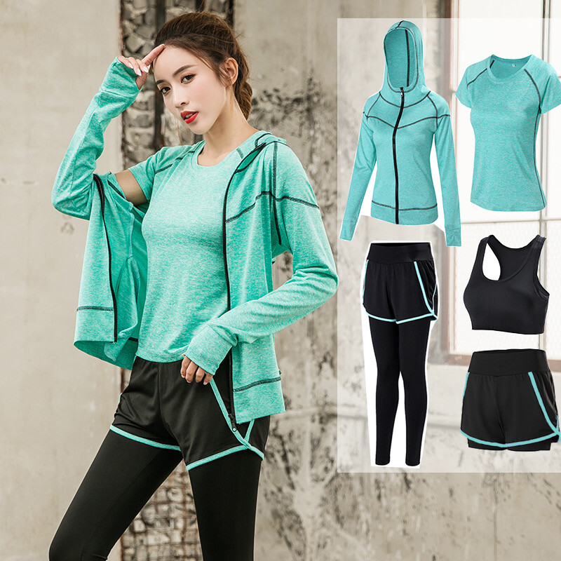 Športová 5-dielna bežecká súprava Dámska športová súprava Jóga legíny Rýchloschnúce jogging Športové oblečenie Cvičenie Posilňovňa Fitness Bežecká tepláková súprava Oblečenie