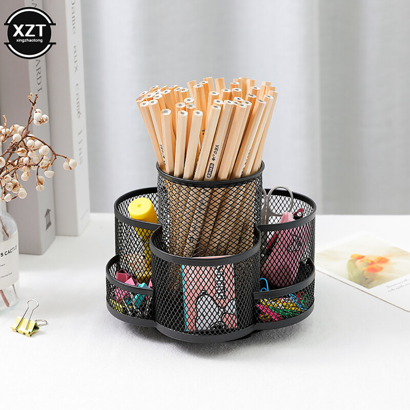 Otthoni iroda Nagy kapacitású művészeti kellékek Helytakarékos 360 fokban forgatható 7 rekeszes ceruzatartó Asztalrendező munkaterület