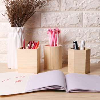 DIY Office Organizer Επιτραπέζιο ξύλινο κουτί αποθήκευσης στυλό Μολύβι Θήκη για στυλό Δοχείο πινέλου μακιγιάζ Είδη γραφείου για το σπίτι