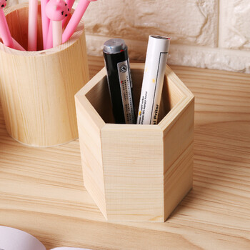 DIY Office Organizer Επιτραπέζιο ξύλινο κουτί αποθήκευσης στυλό Μολύβι Θήκη για στυλό Δοχείο πινέλου μακιγιάζ Είδη γραφείου για το σπίτι