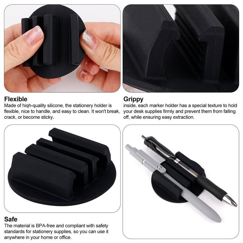 Suport pentru creion din silicon, Suport adeziv pentru pix pentru birou, Clip pentru creion/marker pentru sala de clasă Accesorii pentru birou, rechizite pentru profesori