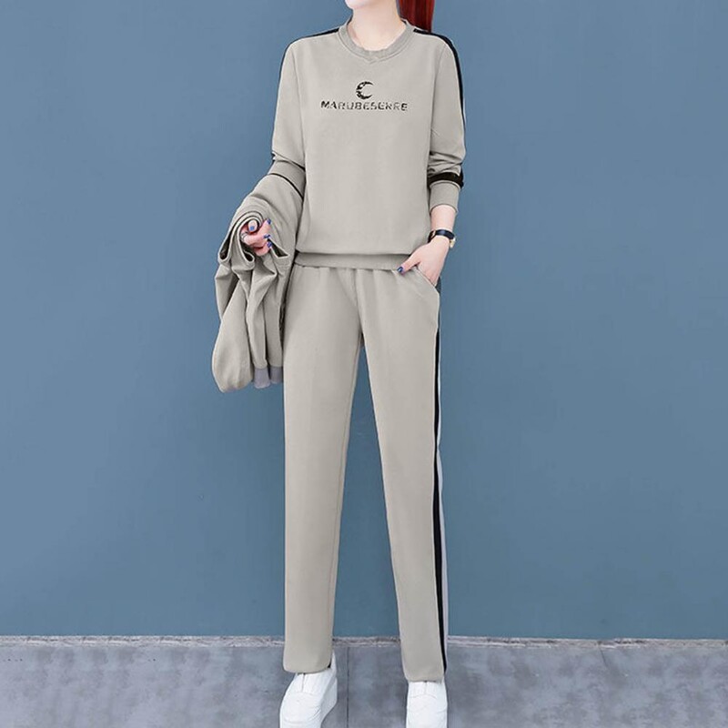 3vnt Stilingi moteriški sportiniai drabužiai Moteriški sportiniai kostiumai elastingas juosmuo Rudens raidžių spausdinimas Viršutinė liemenė Kelnės Užtrauktukas Sportinis kostiumas Atsparus šalčiui