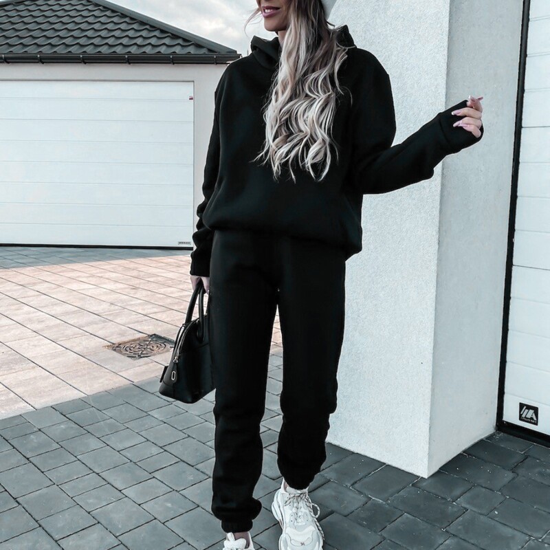 2021-es őszi női tréningruha, meleg plusz polár kapucnis pulóverek öltöny, bő kapucnis pulóverek, nadrág szettek, sportruházat