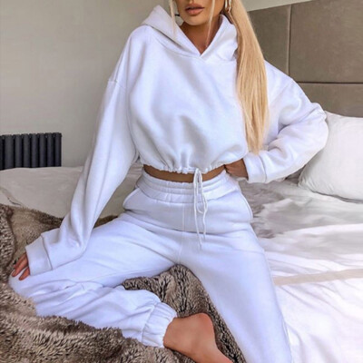 Sporta tērps sievietēm Ikdienišķs treniņtērps vienkrāsains ar garām piedurknēm kapuci Bikses Džemperis Sporta tērps Sporta apģērbs Sporta komplekts