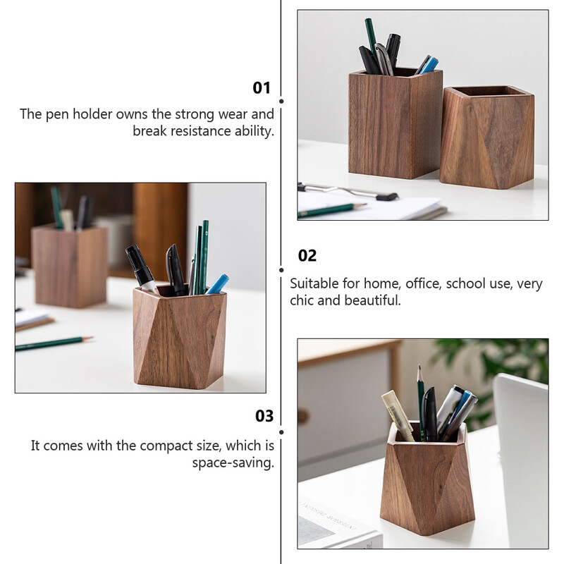 Biznesa galda pildspalvu turētājs Biroja piederumi Koka ģeometriskā zīmuļa krūze konteinera kancelejas preču apdare