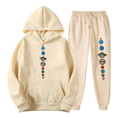 Есенно-зимни комплекти суичъри с качулка Мъжки модни поларени качулки Маркови панталони Ежедневни костюми за джогинг Анцуг Суичър Дамски пуловер