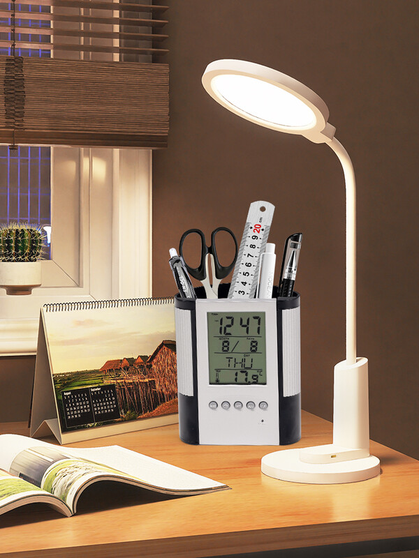 Pastāvīgs kalendāra pildspalvas turētājs Pretslīdēšanas pamatne Datuma laika displejs Temperatūras noteikšana Galddatora Uzglabāšana Dekoratīvs pulksteņa pildspalvas turētājs