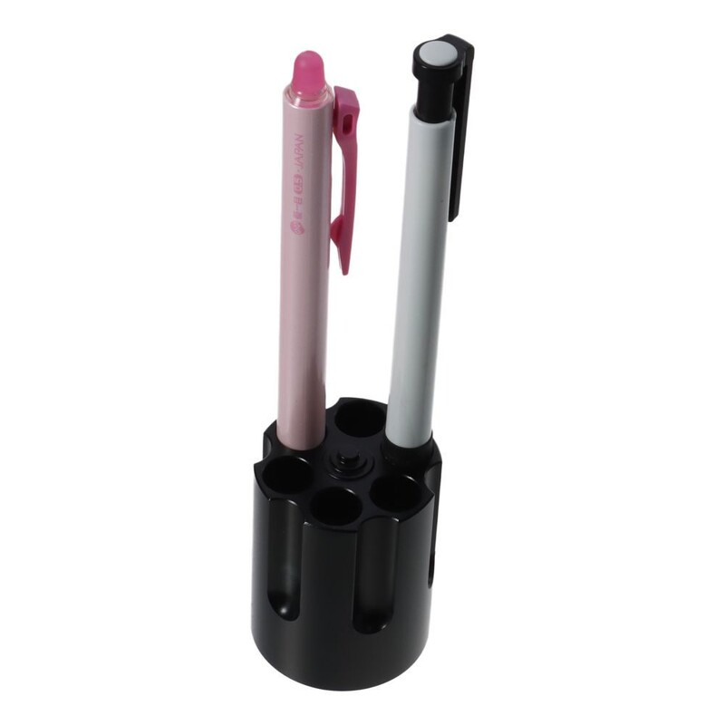 Pistoles cilindra pildspalvas turētāja apdare, neslīdošs revolveris rakstāmgalda pildspalvas turētājs alumīnija zīmuļu turētājs birojs