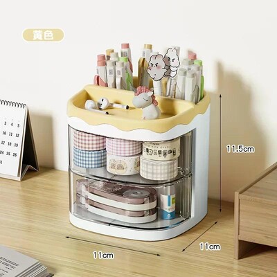 Πρακτική πολυλειτουργική θήκη για μαρκαδόρο γραφείου Διπλών στρωμάτων Περιστρεφόμενα μολύβια Ράφι αποθήκευσης Ράφι αποθήκευσης καλλυντικών για φοιτητές