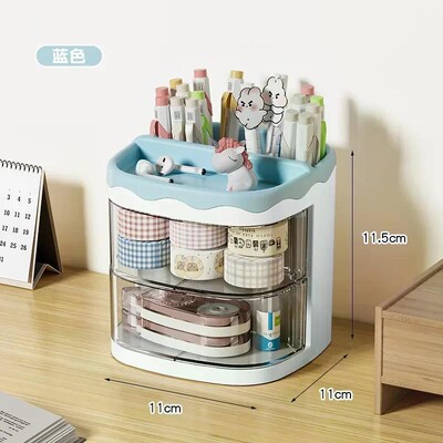 Πρακτική πολυλειτουργική θήκη για μαρκαδόρο γραφείου Διπλών στρωμάτων Περιστρεφόμενα μολύβια Ράφι αποθήκευσης Ράφι αποθήκευσης καλλυντικών για φοιτητές