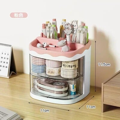 Πρακτική πολυλειτουργική θήκη για μαρκαδόρο γραφείου Διπλών στρωμάτων Περιστρεφόμενα μολύβια Ράφι αποθήκευσης Ράφι αποθήκευσης καλλυντικών για φοιτητές