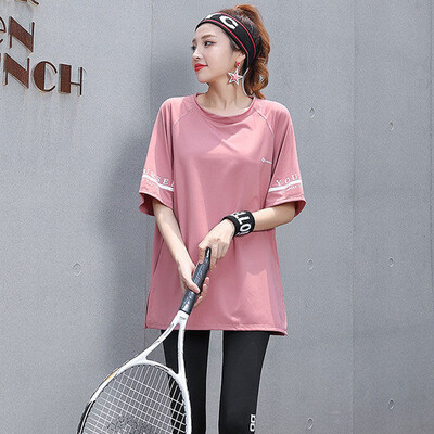 Jogos marškinėliai Sportiniai drabužiai Moteriški Vasariniai Laisvi Greitai Džiovinantys Viršutinė Sporto Apranga Treniruokliai Treniruokliai Madingi