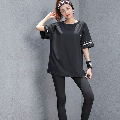 Jogos marškinėliai Sportiniai drabužiai Moteriški Vasariniai Laisvi Greitai Džiovinantys Viršutinė Sporto Apranga Treniruokliai Treniruokliai Madingi