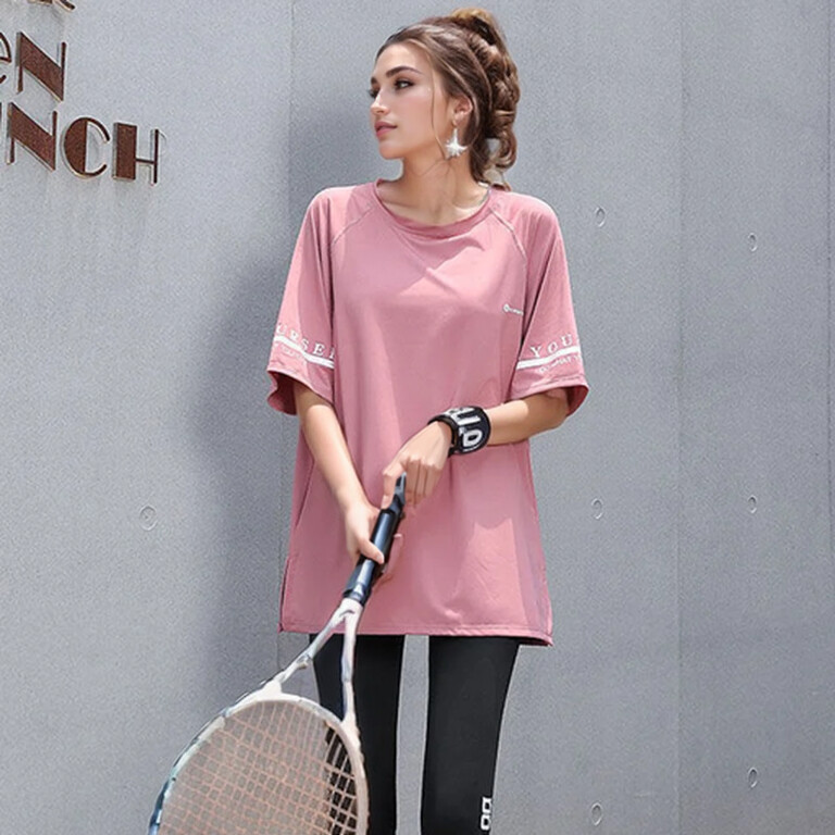 Jogos marškinėliai Sportiniai drabužiai Moteriški Vasariniai Laisvi Greitai Džiovinantys Viršutinė Sporto Apranga Treniruokliai Treniruokliai Madingi