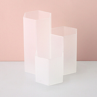 1 buc plastic 3 grile Suport stilou pentru birou Cutie de depozitare pentru creion, școală, papetărie, pixuri, suport perie, cutie de depozitare