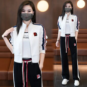 Ikdienas sporta uzvalks Sieviešu brīvs džemperis, platas bikses, 2-daļīgs komplekts, stilīgs, mazinošs, elegants pavasara/rudens ierašanās