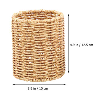 Μολυβοθήκη Rattan Wicker Pen Cup Χειροποίητη θήκη για πινέλο μακιγιάζ Υφαντό βάζο Organizer Gel Δοχείο στυλό Boho