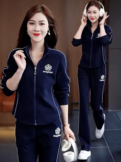 Set sport pentru petrecerea timpului liber de ultimă generație pentru femei, primăvară și toamnă 2024, nou set elegant, cu pantaloni largi, temperament, din două piese