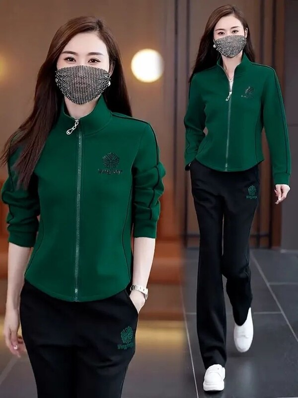 Set sport pentru petrecerea timpului liber de ultimă generație pentru femei, primăvară și toamnă 2024, nou set elegant, cu pantaloni largi, temperament, din două piese