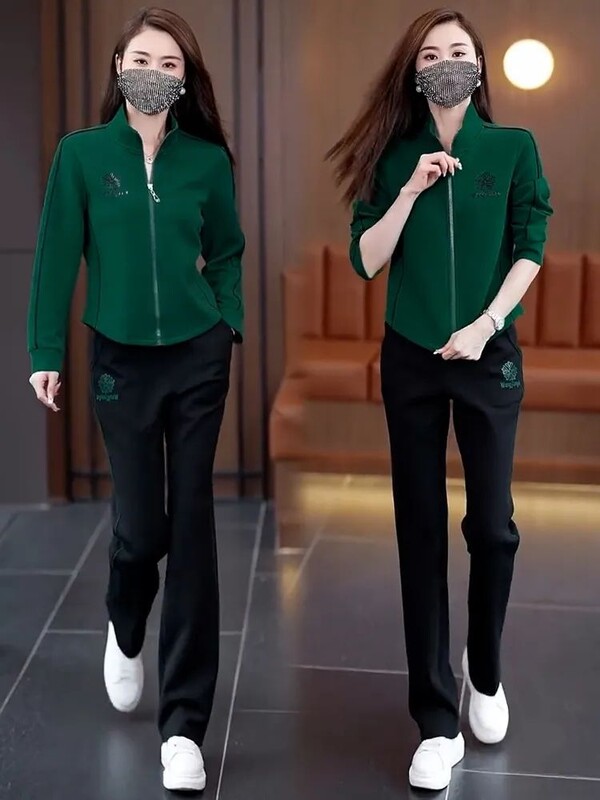 Set sport pentru petrecerea timpului liber de ultimă generație pentru femei, primăvară și toamnă 2024, nou set elegant, cu pantaloni largi, temperament, din două piese