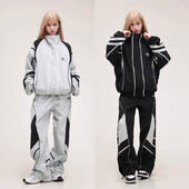 Set 2 piese Hip Hop stil retro american High Street costum sport pentru femei Jacheta de exterior Seturi de pantaloni de trening Set de jachete de trening