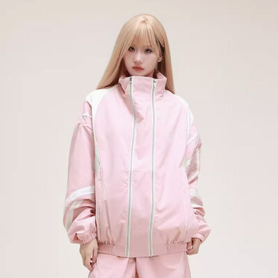 Set 2 piese Hip Hop stil retro american High Street costum sport pentru femei Jacheta de exterior Seturi de pantaloni de trening Set de jachete de trening