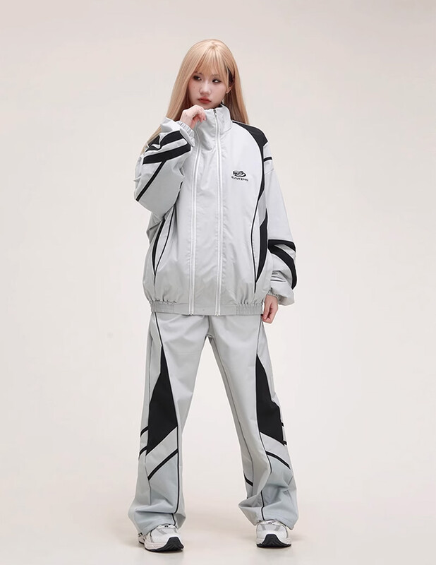 Set 2 piese Hip Hop stil retro american High Street costum sport pentru femei Jacheta de exterior Seturi de pantaloni de trening Set de jachete de trening