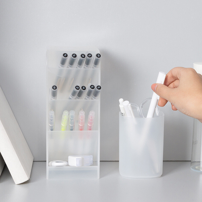 Minimalista ferde tolltartó tárolódoboz-szervező Átlátszó kreatív elemek Egyszerű tolltartó irodai íróasztal tanulói írószerek