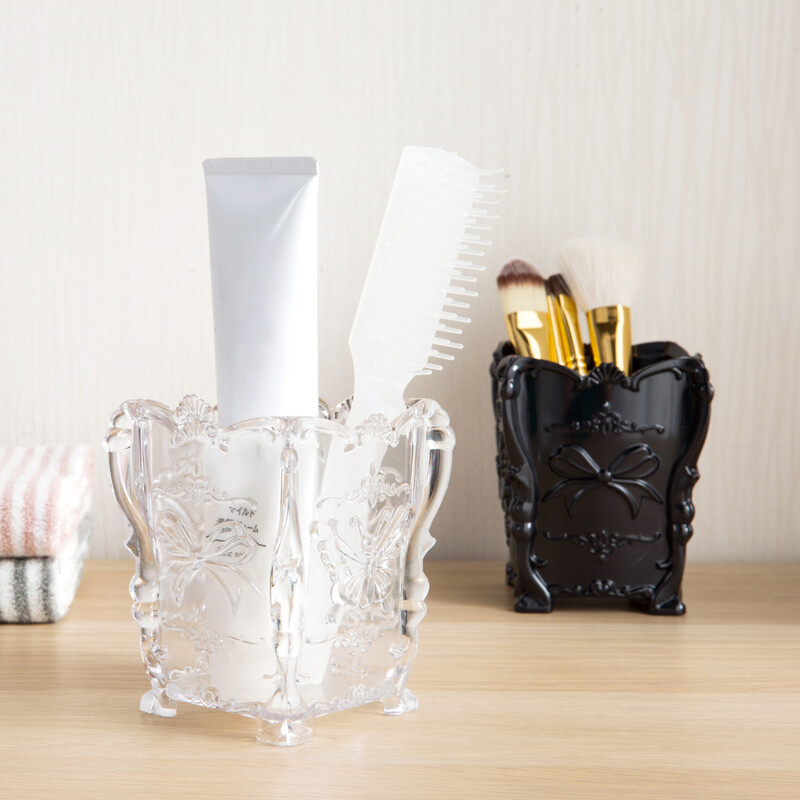 Radoša retro kosmētikas uzglabāšanas kaste darbvirsmas grima otiņa ādas kopšanai ikdienas gružu organizators plastmasas tualetes galdiņa uzglabāšanas kaste