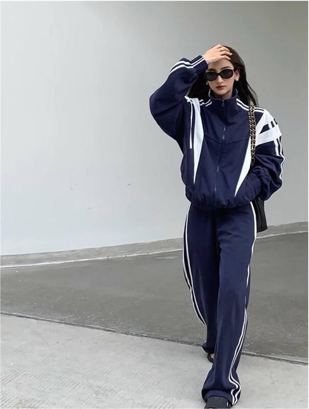 2-osaline komplekt Spordiülikond Naiste Spordirõivad Värvidega sobiv jope + Dressipüksid Tantsu dressid Naiste Hip Hop Jope komplektid Aktiivsed riided