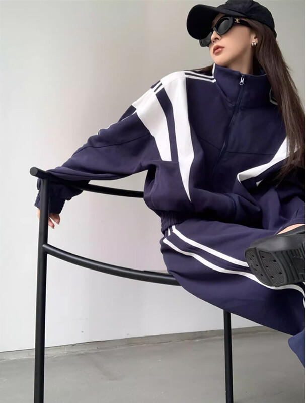 2-osaline komplekt Spordiülikond Naiste Spordirõivad Värvidega sobiv jope + Dressipüksid Tantsu dressid Naiste Hip Hop Jope komplektid Aktiivsed riided