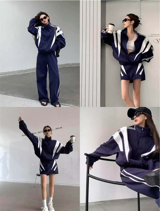 2-osaline komplekt Spordiülikond Naiste Spordirõivad Värvidega sobiv jope + Dressipüksid Tantsu dressid Naiste Hip Hop Jope komplektid Aktiivsed riided