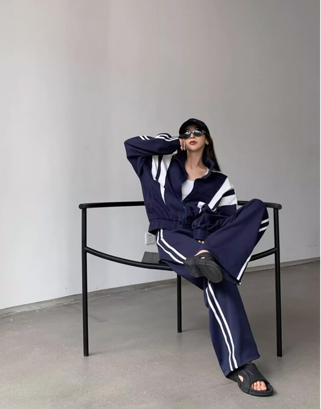 2-osaline komplekt Spordiülikond Naiste Spordirõivad Värvidega sobiv jope + Dressipüksid Tantsu dressid Naiste Hip Hop Jope komplektid Aktiivsed riided