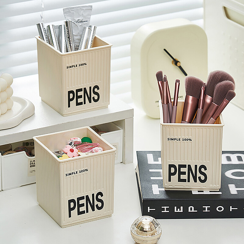 Új kreatív diák asztali toll tárolódoboz, többfunkciós ceruzatartó Kawaii konténer műanyag sminkdoboz