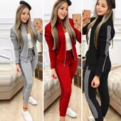 Dámska tepláková súprava, štýlová dámska tepláková súprava s rolákom, bodkovanou potlačou, mikina so sťahovacou šnúrkou, slim fit športová súprava do posilňovne